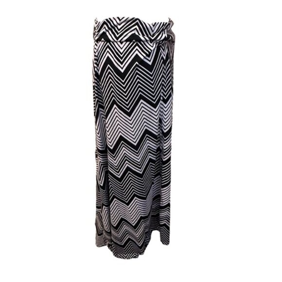 Women’s XL Magazine Black White Chevron Zig Zag Geometric Maxi Skirt - Picture 4 of 7